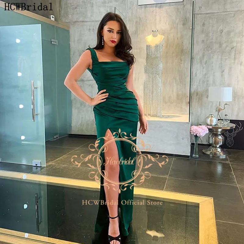 Long Green Sexy Prom Dresses Sheath High Slit Pleat Satin Arabic Women Wedding Party Dress Plus Size Formal Dress Robe Soiree
Long Green Sexy Prom Dresses Sheath High Slit Pleat Satin Arabic Women Wedding Party Dress Plus Size Formal Dress Robe Soiree