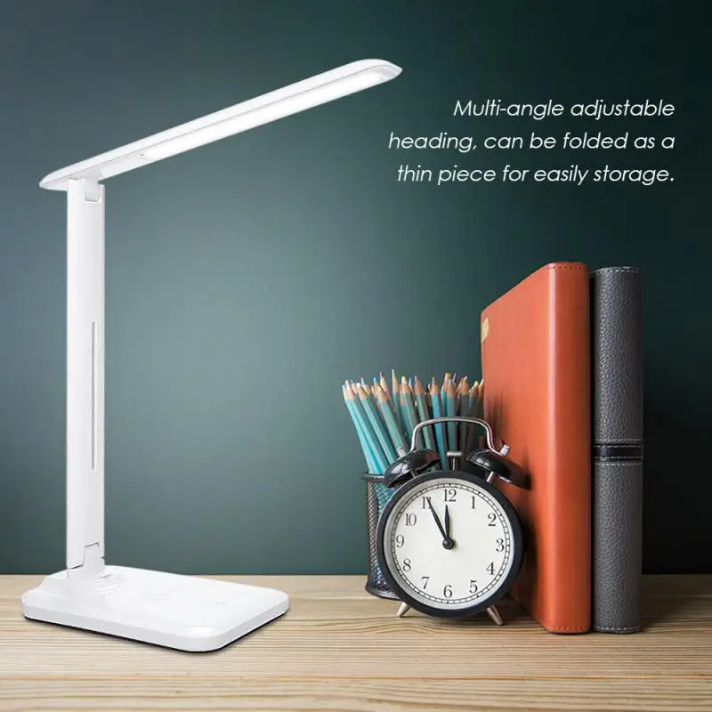 

10W 28LED USB Charge Table Desk Lamp + QI Wireless Phone Charger Reading Home Light Led Desk Lamp 3 Color Stepless Night Light