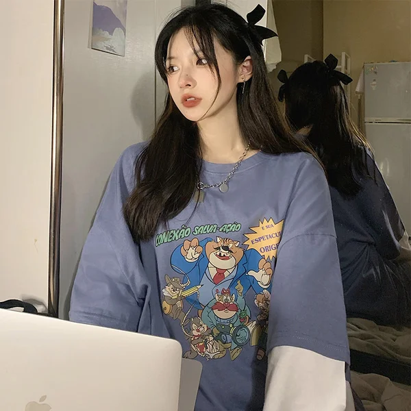 Женский Осенний хлопковый топ с принтом
Женский Осенний хлопковый топ с принтом