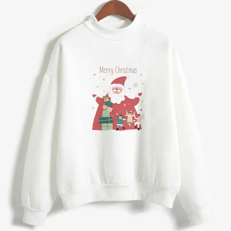 Christmas Print High-necked Long-sleeved Women's Clothing Autumn/winter White Pullovers Various Christmas Patterns
Christmas Print High-necked Long-sleeved Women's Clothing Autumn/winter White Pullovers Various Christmas Patterns