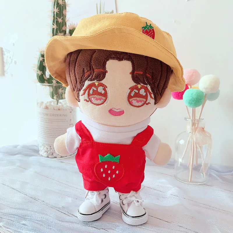 

Doll Clothes strawberry Sweater Fisherman hat for 20cm Idol Dolls Accessories Plush Doll's Clothing Toys Korea Kpop EXO Dolls