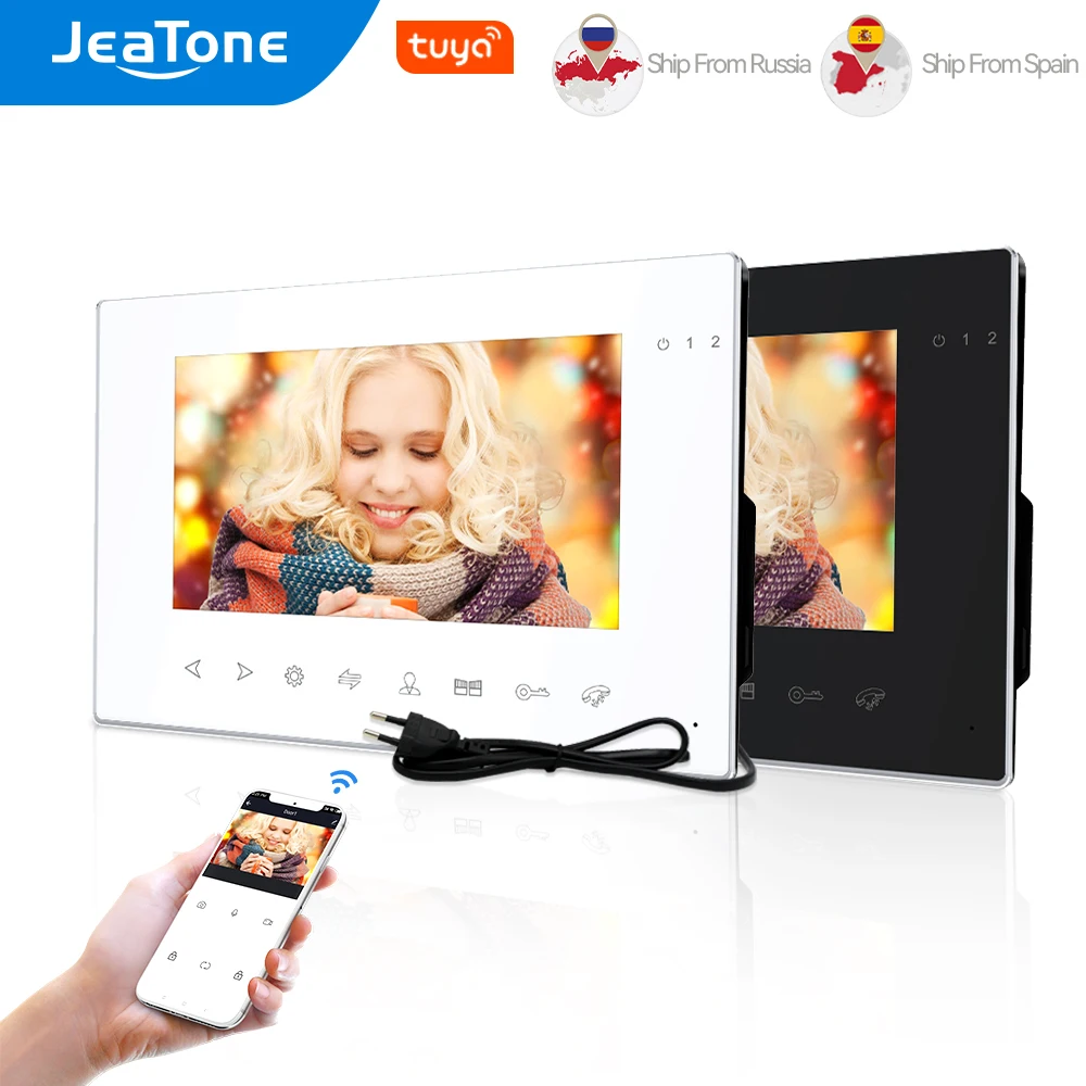 

Jeatone 7-дюймовый 960P/AHD Tuya WiFi одиночный видеодомофон монитор для дома умный экран с функцией дистанционного управления