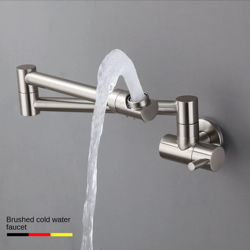 Kitchen Faucets Single Cold Wall Mounted Bathroom 360 Rotate Fold-able Basin Faucet Crane Sink Shower Tap Black Chrome Brass
Kitchen Faucets Single Cold Wall Mounted Bathroom 360 Rotate Fold-able Basin Faucet Crane Sink Shower Tap Black Chrome Brass