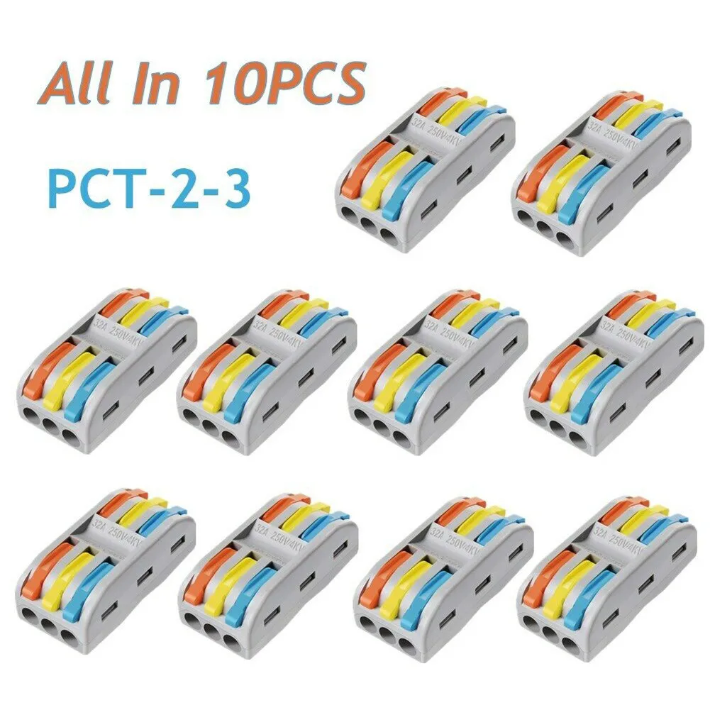 10Pcs Reusable Spring Lever Terminal Block Electrical Cable Connectors 3-Way Lever Nut PCT-2-3 Terminal Block
10Pcs Reusable Spring Lever Terminal Block Electrical Cable Connectors 3-Way Lever Nut PCT-2-3 Terminal Block