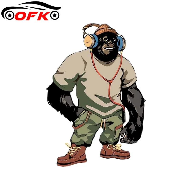 

For Monkey Headset Cool Car Stickers toon Decal Windshield Anime Air Conditioner Trunk Vinyl Wrap 13cm x 9.4cm