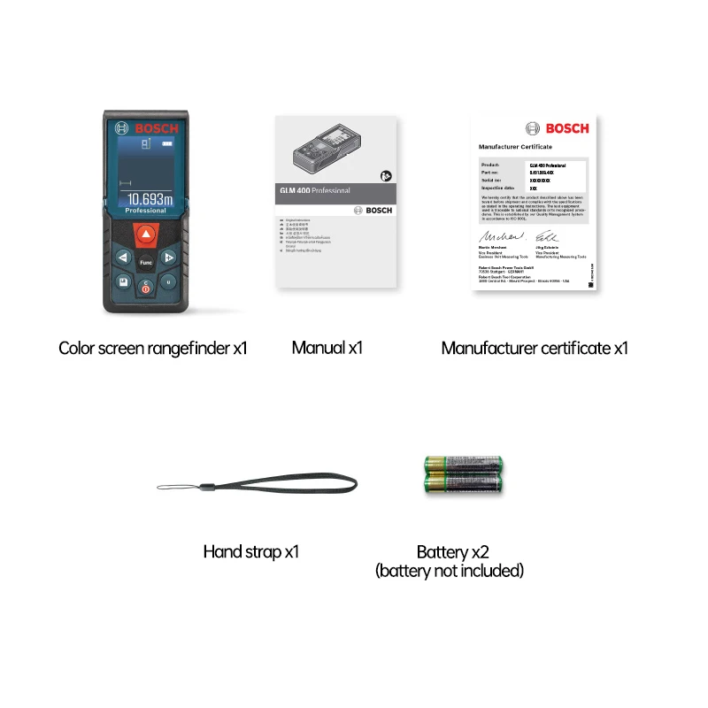 Bosch Laser Rangefinder GLM 400 High-precision Rangefinder Handheld Infrared Electronic Ruler Measuring Tool Color Screen 40M
Bosch Laser Rangefinder GLM 400 High-precision Rangefinder Handheld Infrared Electronic Ruler Measuring Tool Color Screen 40M