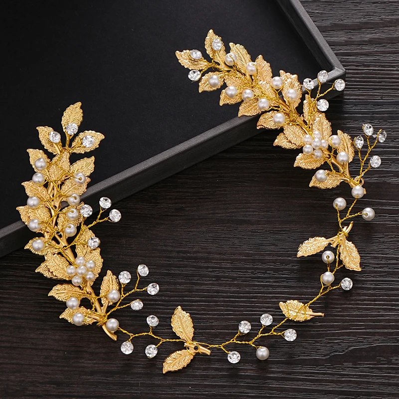 Gold Color Leaf Headband Pearl Bride Tiara Wedding Hair Accessories Bridal Headband Tiara Headpiece Hair Jewelry
Gold Color Leaf Headband Pearl Bride Tiara Wedding Hair Accessories Bridal Headband Tiara Headpiece Hair Jewelry
