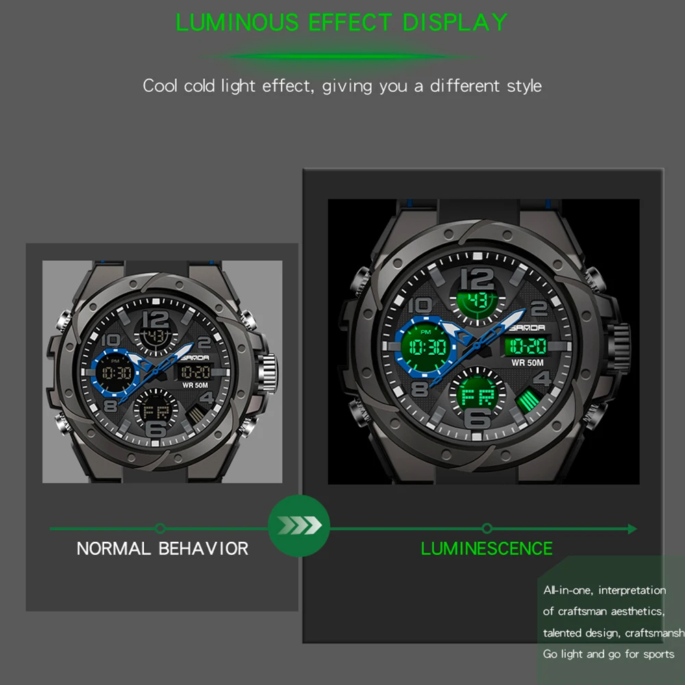 SANDA новинка стильные мужские военные спортивные часы светодиодный цифровой