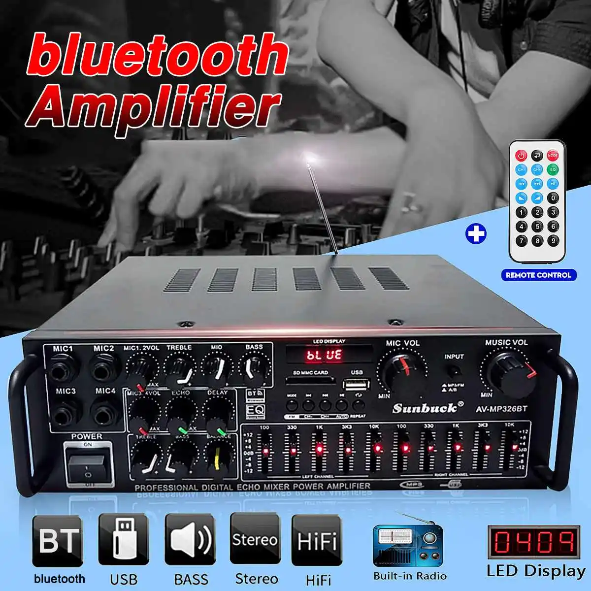Автомобильный Bluetooth-усилитель, 220-240 В, 50/60 Гц, аудиоадаптер, 2,0 каналов, с пультом дистанционного управления
Автомобильный Bluetooth-усилитель, 220-240 В, 50/60 Гц, аудиоадаптер, 2,0 каналов, с пультом дистанционного управления