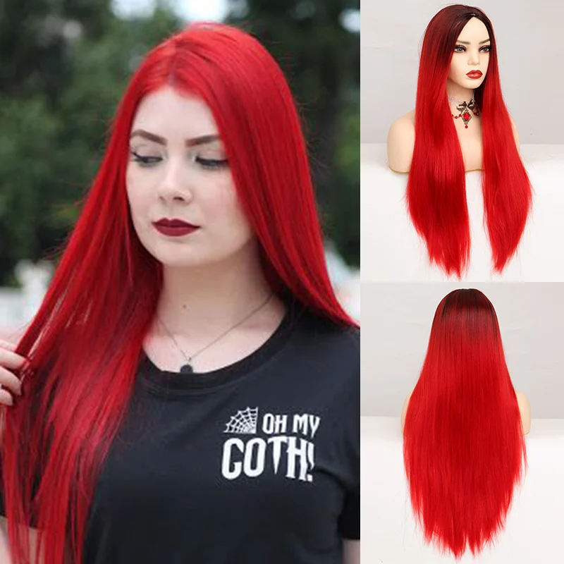 Long Red Synthetic Wigs for Women Middle Part Wigs Natural Hair Straight long hair Wig Cosplay Heat Resistant Black Hair Wig
Long Red Synthetic Wigs for Women Middle Part Wigs Natural Hair Straight long hair Wig Cosplay Heat Resistant Black Hair Wig
