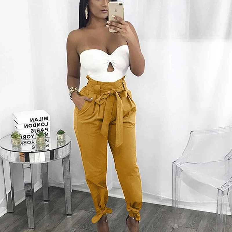 Fashion High Waist Harem Pants Women Spring Selvedge Belted Casual Solid Long Pants For Office Female Trousers Streetwear 
Fashion High Waist Harem Pants Women Spring Selvedge Belted Casual Solid Long Pants For Office Female Trousers Streetwear