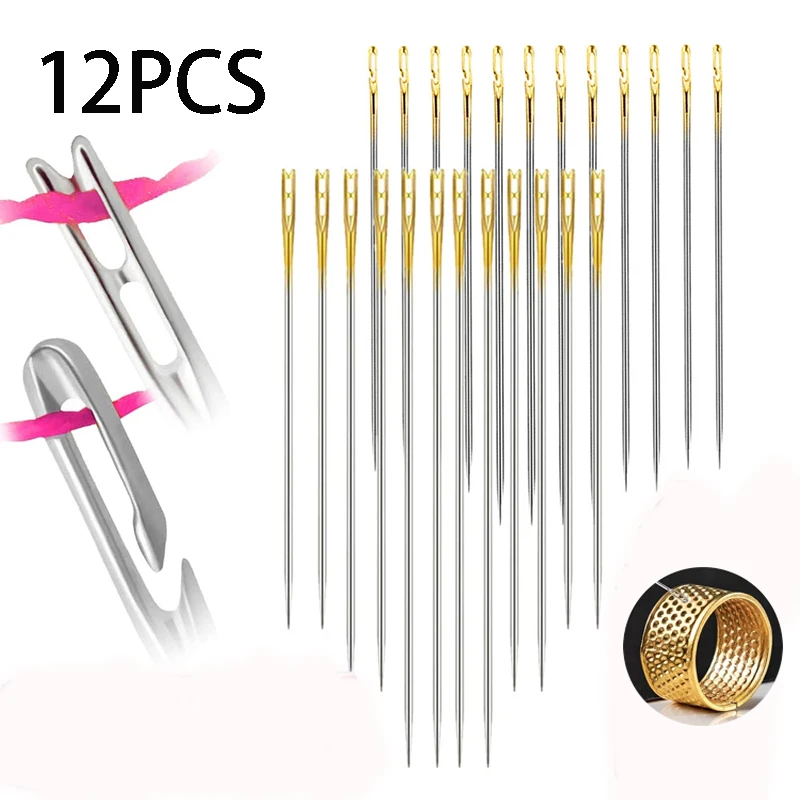 12pcs Self-Threading Needles Stainless Steel Quick Threading Sewing Needle Stitching Pins DIY Needle Threader Sewing Accessories
12pcs Self-Threading Needles Stainless Steel Quick Threading Sewing Needle Stitching Pins DIY Needle Threader Sewing Accessories
