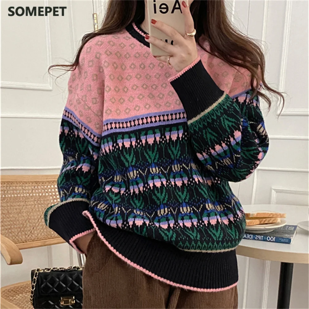 Outwear Sweet Vintage Women Sweaters New O-Neck Retro Gentle Office Lady Streetwear Knitted Pullovers Jumpers
Outwear Sweet Vintage Women Sweaters New O-Neck Retro Gentle Office Lady Streetwear Knitted Pullovers Jumpers