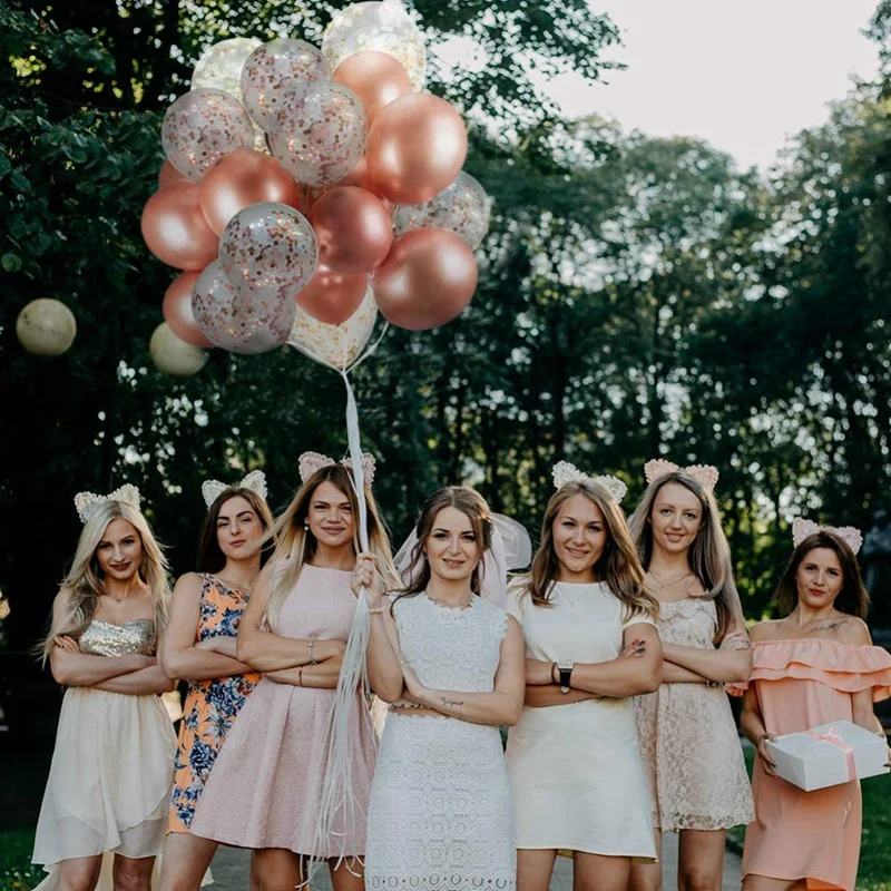62Pack Rose Gold Balloon+Confetti Balloon with Ribbon Rosegold Balloons for Party Bridal&Baby Shower Decoration | Дом и сад