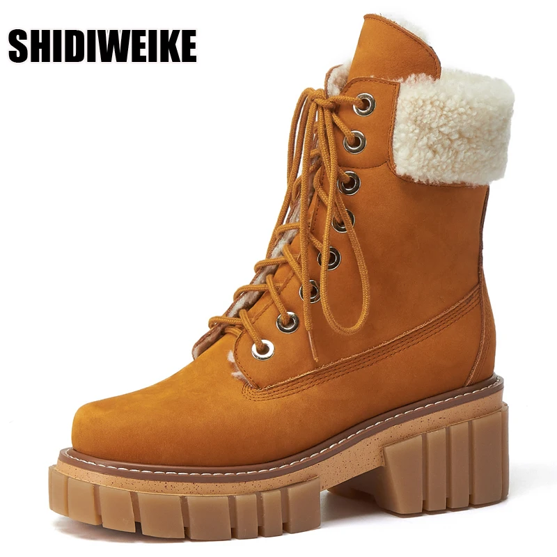 Real Wool Leather Ankle Boots Women Winter New Mid-Tube Leather Short Boots Plus Velvet Platform Motorcycle Women's Shoes
Real Wool Leather Ankle Boots Women Winter New Mid-Tube Leather Short Boots Plus Velvet Platform Motorcycle Women's Shoes