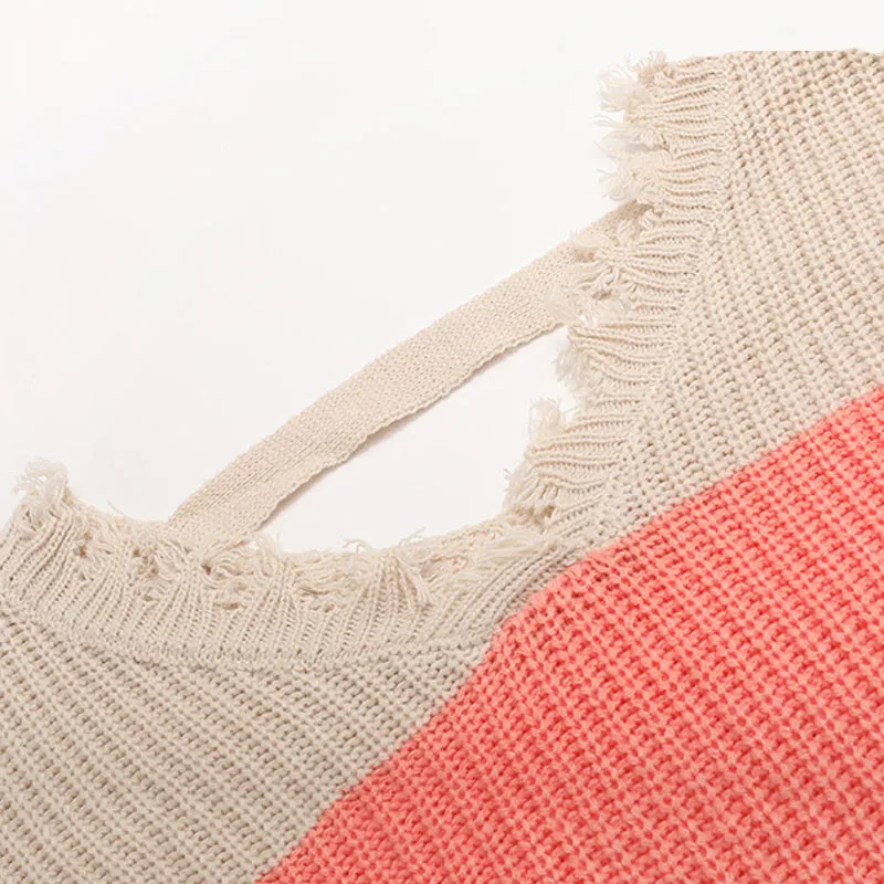 2020 Autumn And Winter New V-neck Stripes Contrast Color Sweater Long-sleeved Halter Pullover Sweater Women
2020 Autumn And Winter New V-neck Stripes Contrast Color Sweater Long-sleeved Halter Pullover Sweater Women