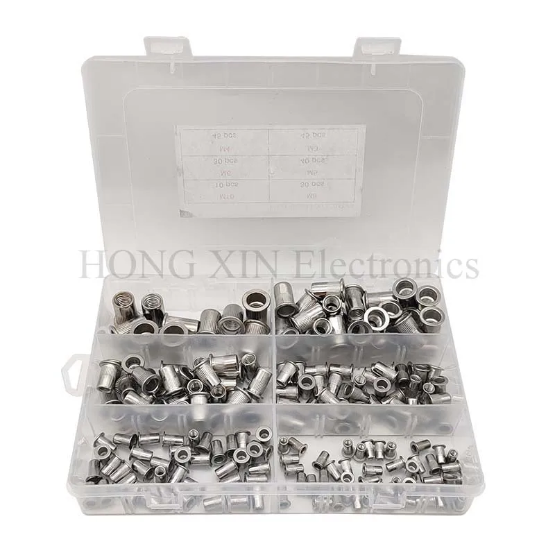 200pcs/Set M3 M4 M5 M6 M8 M10 304Stainless Steel Rivnut Flat Head Threaded Rivet Insert Nutsert Cap Rivet Nut
200pcs/Set M3 M4 M5 M6 M8 M10 304Stainless Steel Rivnut Flat Head Threaded Rivet Insert Nutsert Cap Rivet Nut
