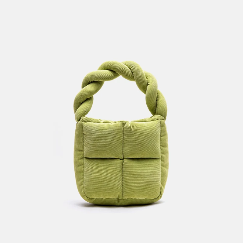 

fashion corduroy padded women small tote designer woven handle pillow handbag luxury space cotton chains shouder crossbody bags