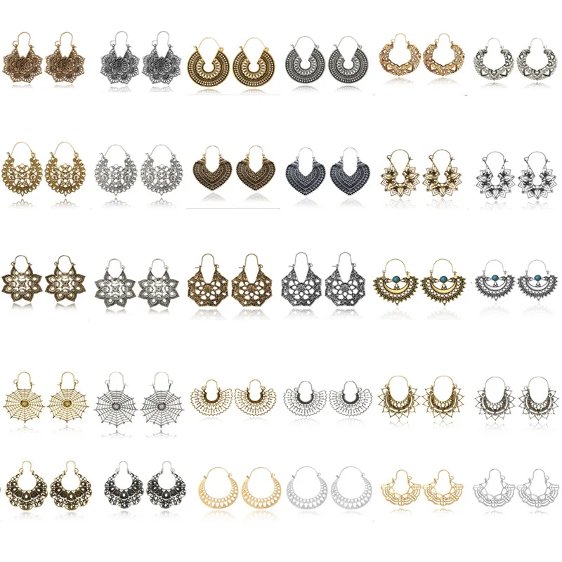 15Styles Women's Vintage Golden Earrings Female Hollow Carved Gypsy Tribal Ethnic Spiral Carved Hollow Geometric Jewelry
15Styles Women's Vintage Golden Earrings Female Hollow Carved Gypsy Tribal Ethnic Spiral Carved Hollow Geometric Jewelry