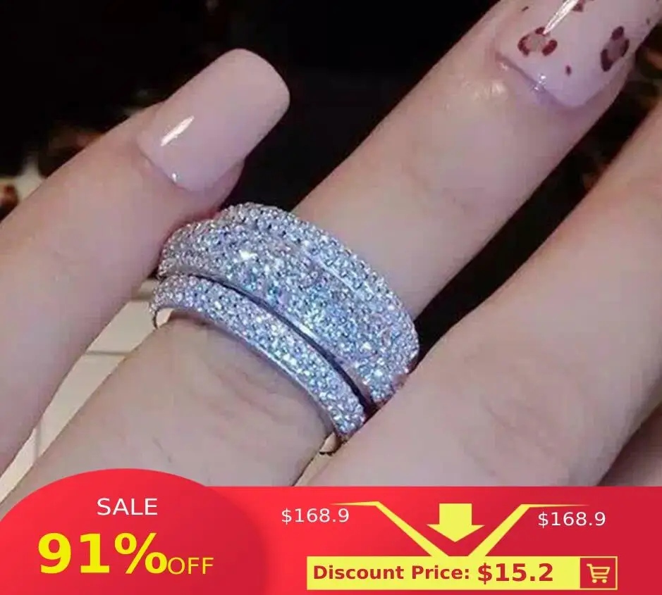 

choucong Wieck Full Pave AAA Cubic Zirconia 925 Sterling Silver Simulated stones Women Wedding Engagement Band Ring Size5-11