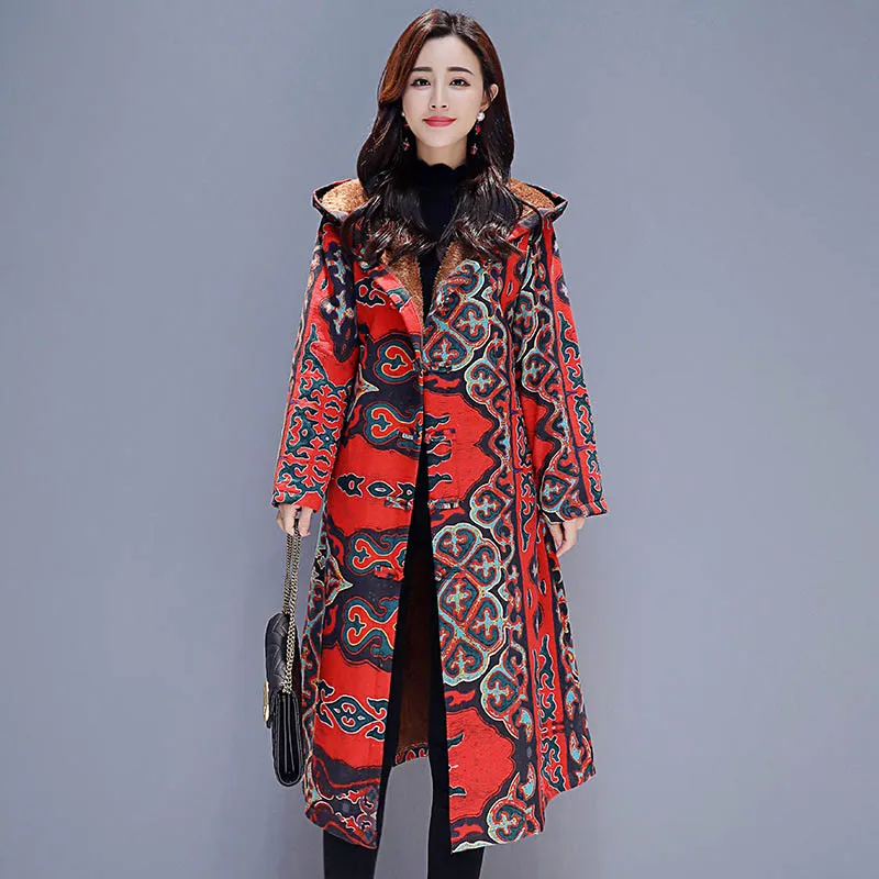 Female Vintage Trench Coat Winter Women National Wind Printed Windbreaker coats Long Sleeve Cotton Thick Hooded Trench Coat
Female Vintage Trench Coat Winter Women National Wind Printed Windbreaker coats Long Sleeve Cotton Thick Hooded Trench Coat