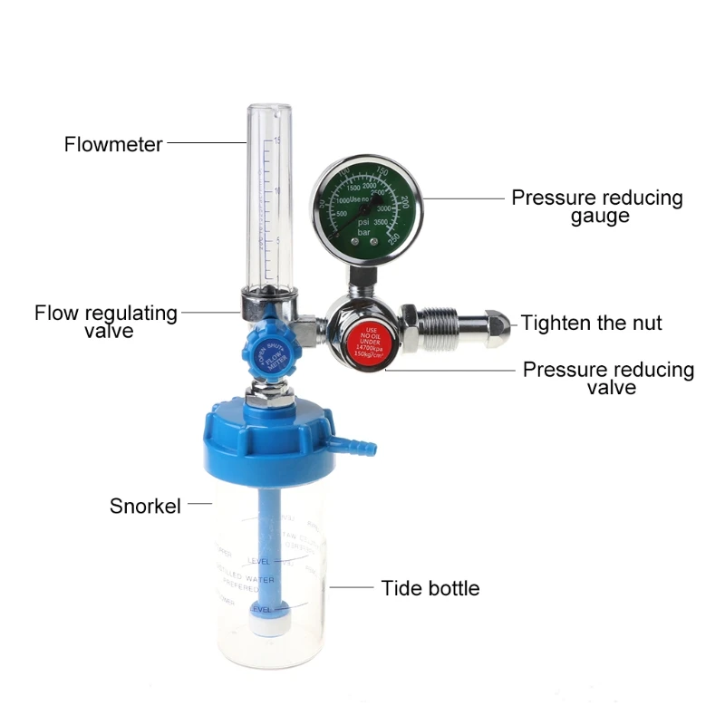 Oxygen Inhaler Regulator Pressure Flowmeter Outlet Male Thread G5/8-14 CGA540 LX0D
Oxygen Inhaler Regulator Pressure Flowmeter Outlet Male Thread G5/8-14 CGA540 LX0D