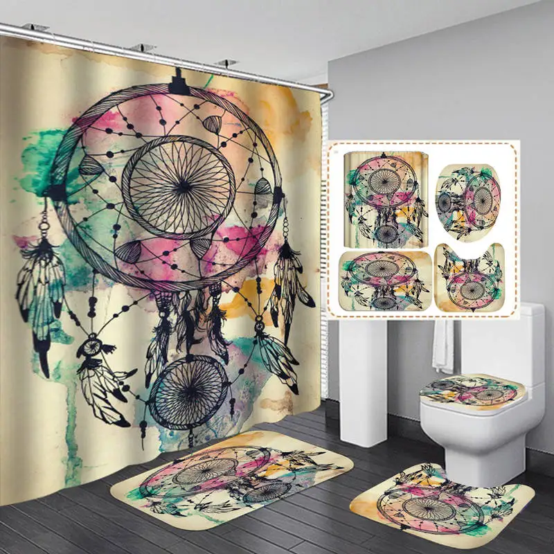 Color Dreamcatcher Polyester Fabric Shower Curtain Non-Slip Bath Mat Toilet Lid Cover Rugs Home Bathroom Decor Set
Color Dreamcatcher Polyester Fabric Shower Curtain Non-Slip Bath Mat Toilet Lid Cover Rugs Home Bathroom Decor Set