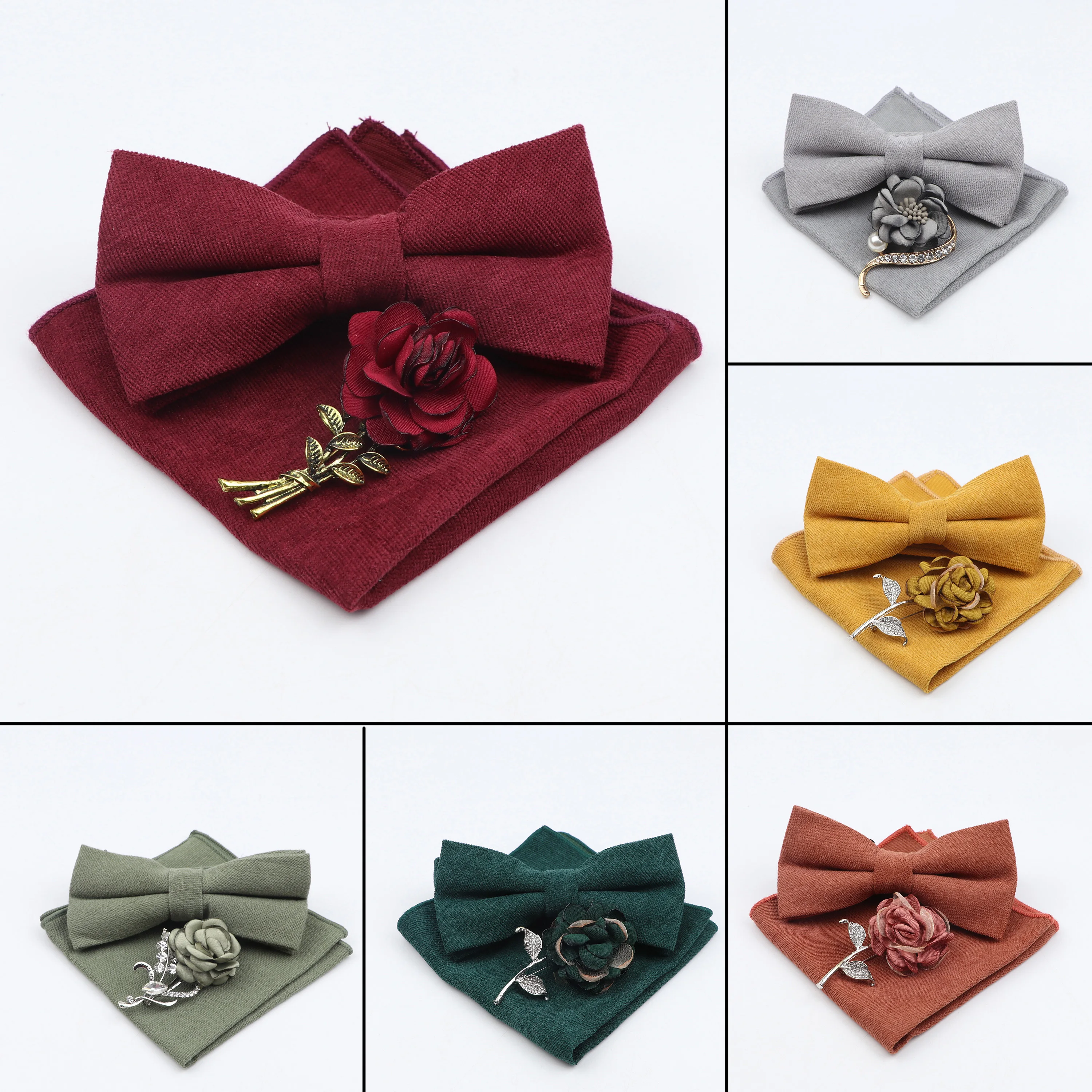 Men's Soft Microsuede Bowtie Pocket Square Set Vintage Rose Floral Plant Brooch Pink Baby Blue Red Butterfly Accessory Male Gift
Men's Soft Microsuede Bowtie Pocket Square Set Vintage Rose Floral Plant Brooch Pink Baby Blue Red Butterfly Accessory Male Gift