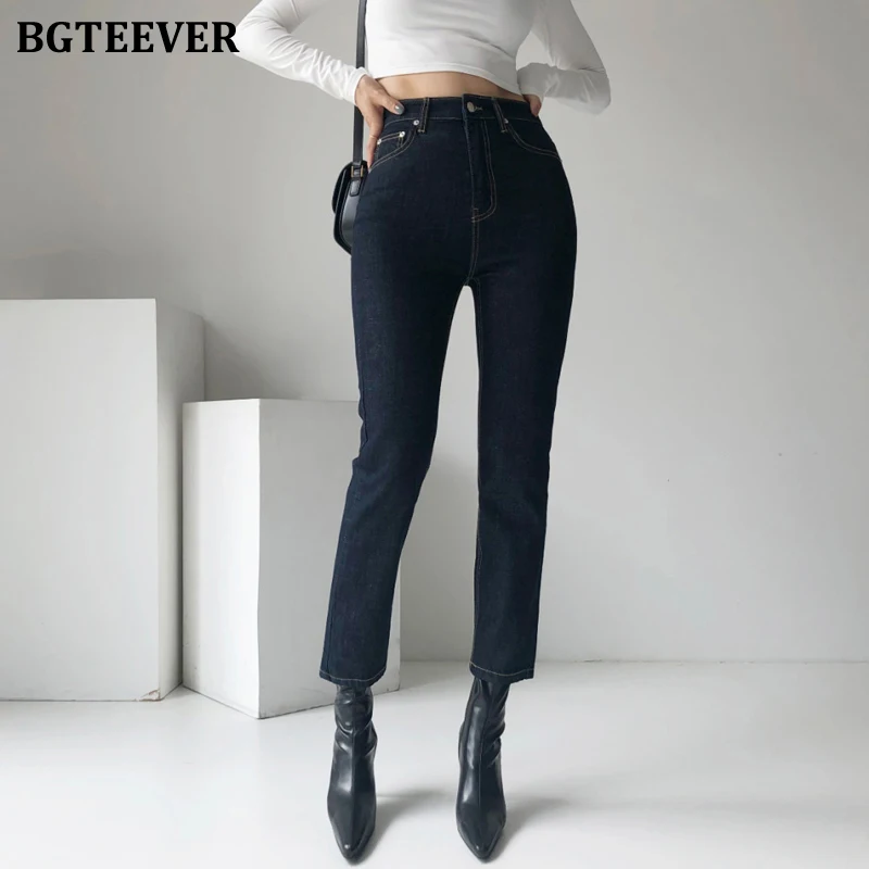 BGTEEVER Elegant Slim Women High Waist Denim Jeans Spring Fashion Skinny Pencil Blue Jeans Female Straight Trousers 2021 New
BGTEEVER Elegant Slim Women High Waist Denim Jeans Spring Fashion Skinny Pencil Blue Jeans Female Straight Trousers 2021 New