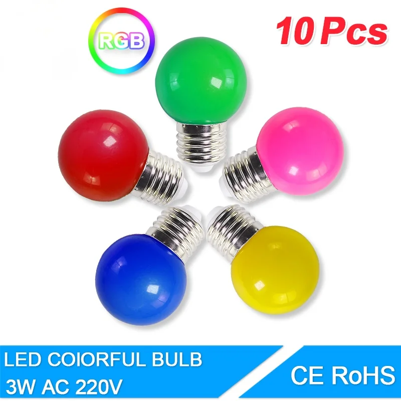 10pcs/lot Led Bulb Lamp 3W Colorful Lampada Ampoule E27 RGB Led Light SMD 2835 Flashlight Home Decor light AC 220V Globe Bulbs
10pcs/lot Led Bulb Lamp 3W Colorful Lampada Ampoule E27 RGB Led Light SMD 2835 Flashlight Home Decor light AC 220V Globe Bulbs