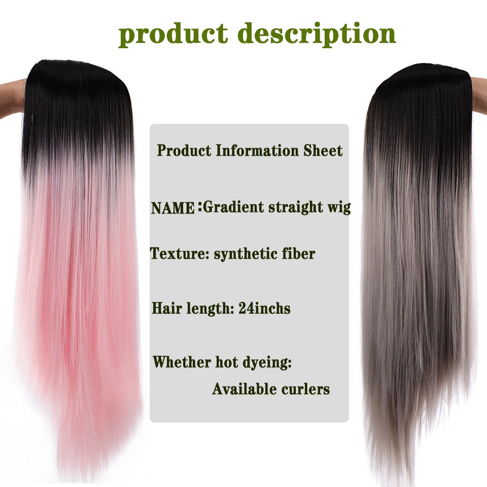 High Quality Long Straight Headband Wig High Temperature Fiber Synthetic Wigs For Women Gradient Pink Gray Red Blue Purple Wig
High Quality Long Straight Headband Wig High Temperature Fiber Synthetic Wigs For Women Gradient Pink Gray Red Blue Purple Wig