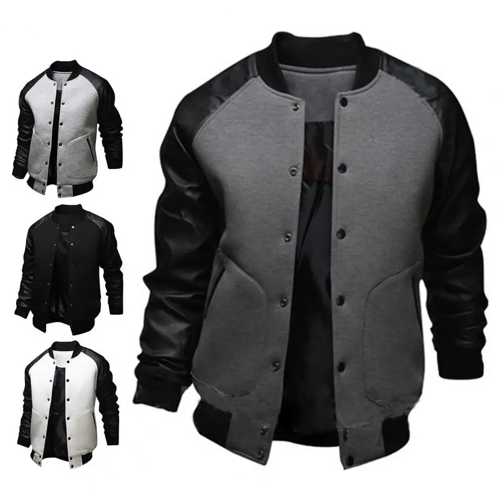 Men Coat Stand Collar Contrast Colors Big Pockets Patchwork Casual Baseball Jacket for Daily Wear
Men Coat Stand Collar Contrast Colors Big Pockets Patchwork Casual Baseball Jacket for Daily Wear