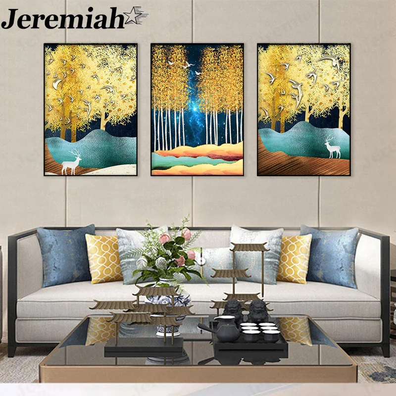 Modern Abstract Woods Canvas Poster Print Golden Leaf Bird White Deer Painting Wall Art Picture Print Nordic Home Decoration
Modern Abstract Woods Canvas Poster Print Golden Leaf Bird White Deer Painting Wall Art Picture Print Nordic Home Decoration