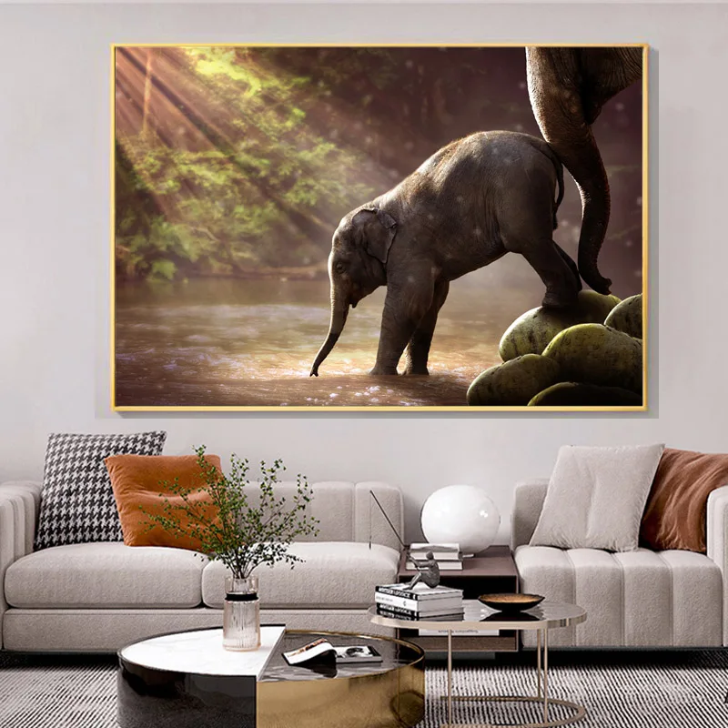 Canvas Painting Animal Elephant Wall Art Forest River Landscape Poster Print Wall Picture for Living Room Home Interior Decor
Canvas Painting Animal Elephant Wall Art Forest River Landscape Poster Print Wall Picture for Living Room Home Interior Decor