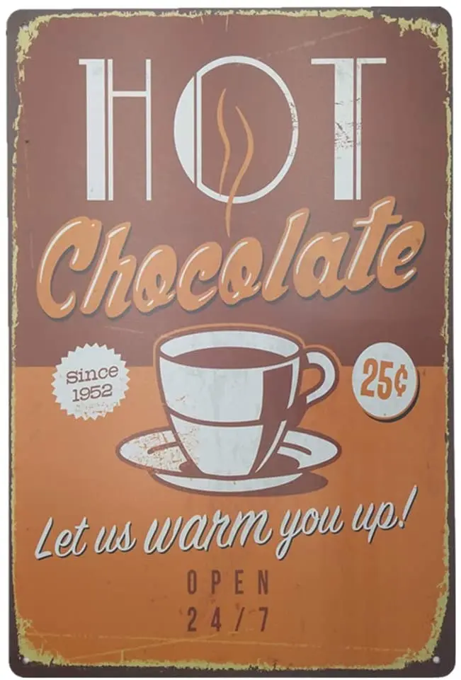 Hot Chocolate Let Us Warm You Up Metal Sign Retro Home Decoration Vintage Tin Sign Posters for Bar Pub Home 12 X 8 Inch
Hot Chocolate Let Us Warm You Up Metal Sign Retro Home Decoration Vintage Tin Sign Posters for Bar Pub Home 12 X 8 Inch