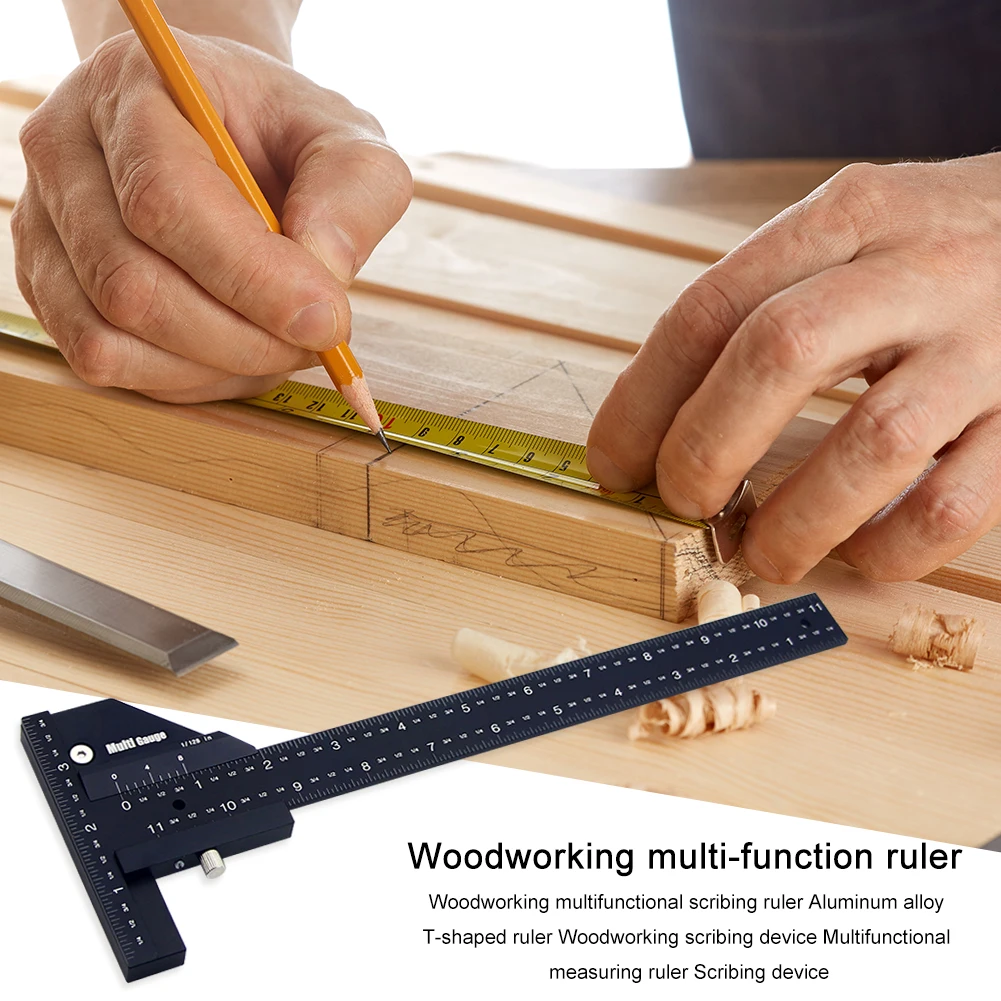 T-type Line Scriber Scale Ruler Woodworking Carpenter Aluminum Marking Gauge Portable Measure Accurately Tool
T-type Line Scriber Scale Ruler Woodworking Carpenter Aluminum Marking Gauge Portable Measure Accurately Tool