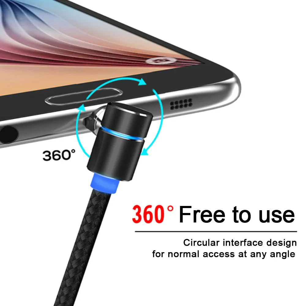 Магнитный кабель USB Type-C для iPhone XS 7 Samsung S9 Xiaomi Huawei со светодиодной подсветкой с