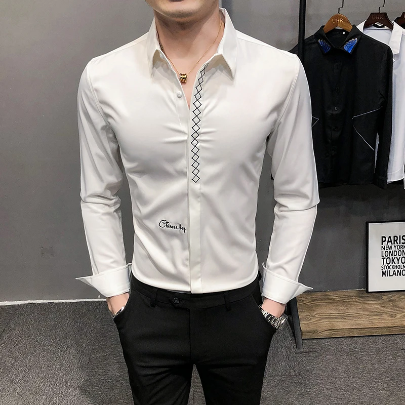 Loldeal Men Long-sleeved Shirt British Style Slim Letters Casual Casual Social Gathering
Loldeal Men Long-sleeved Shirt British Style Slim Letters Casual Casual Social Gathering