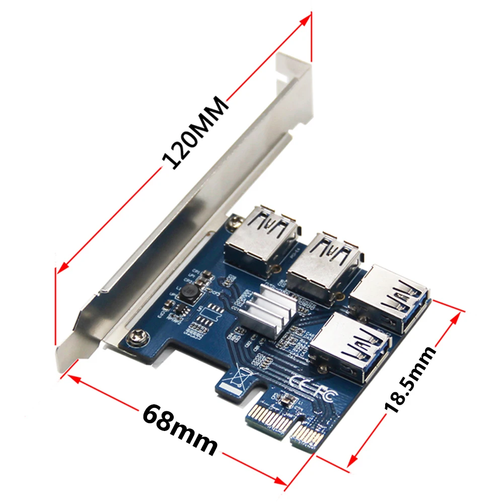 NEW Upgrade 5Gbps PCIE PCI-E Riser Card 1 to 4 PCI Express 1x to 16x USB 3.0 Slot Multiplier 1Turn4 Hub Adapter For BTC Miner
NEW Upgrade 5Gbps PCIE PCI-E Riser Card 1 to 4 PCI Express 1x to 16x USB 3.0 Slot Multiplier 1Turn4 Hub Adapter For BTC Miner