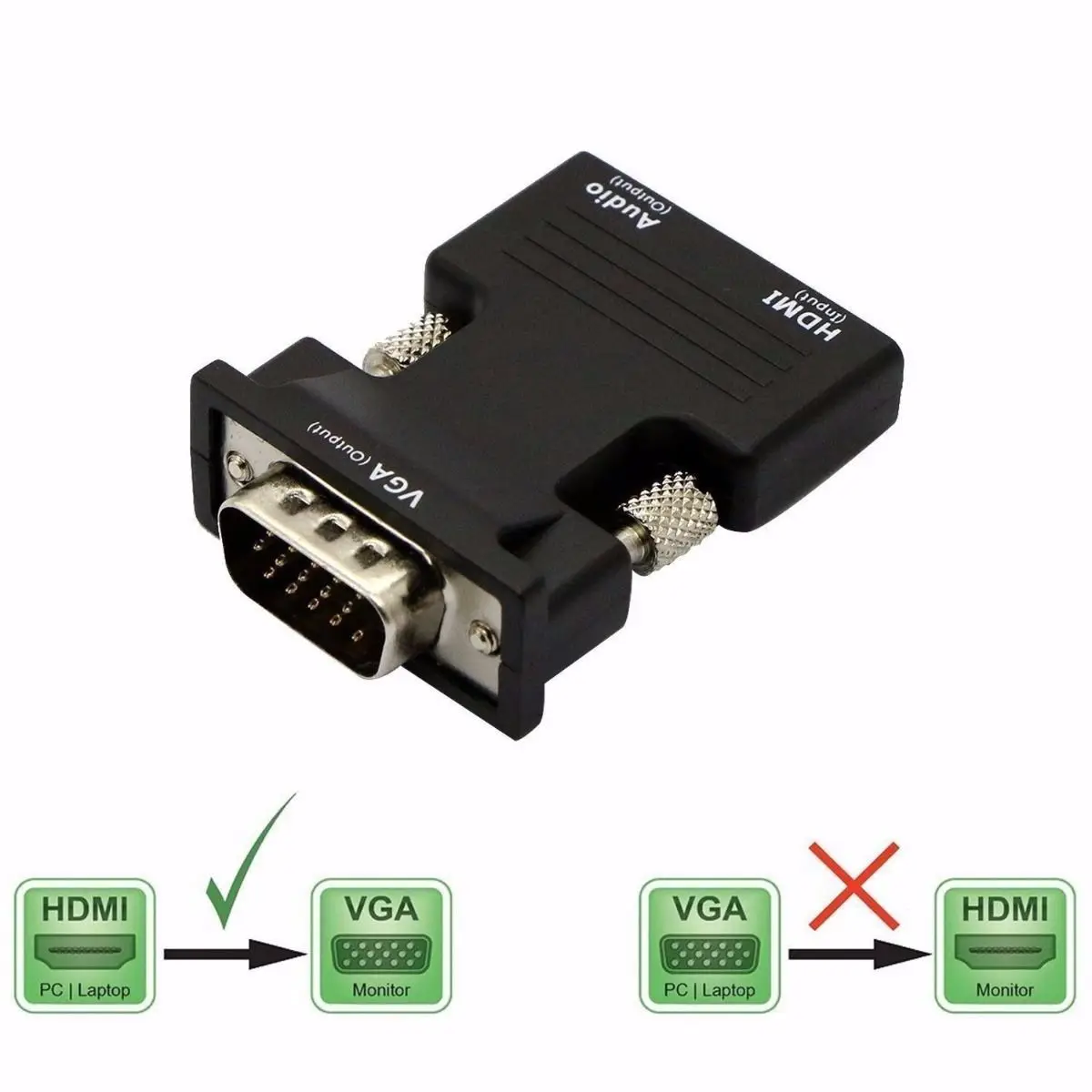 

Адаптер HDMI-совместимый с женским и мужским разъемами VGA, поддержка 1080P для ПК, ноутбуков, телевизоров, мониторов, проекторов с аудиокабелем 3,5...