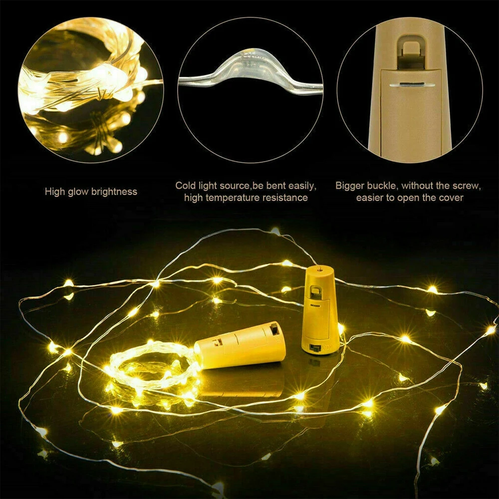 5/10pcs Garland Wine Bottle Fairy String Lights 20 LED Battery Cork Copper Wire String Light For Christmas Party Wedding Decor
5/10pcs Garland Wine Bottle Fairy String Lights 20 LED Battery Cork Copper Wire String Light For Christmas Party Wedding Decor