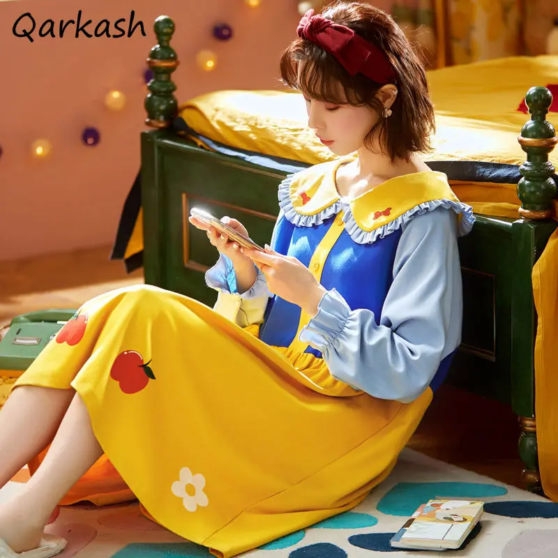 Nightgowns Women Kawaii Soft Homewear Patchwork Ins Chic Autumn Female Preppy Style Simple Breathable Maiden Basic Lounge Mujer 
Nightgowns Women Kawaii Soft Homewear Patchwork Ins Chic Autumn Female Preppy Style Simple Breathable Maiden Basic Lounge Mujer