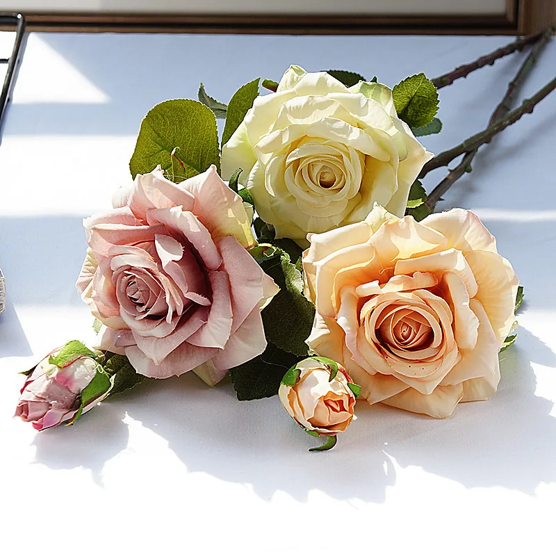 NEW beautiful big rose branch artificial silk flowers home wedding decoration retro autumn large roses white fake flowers decor
NEW beautiful big rose branch artificial silk flowers home wedding decoration retro autumn large roses white fake flowers decor
