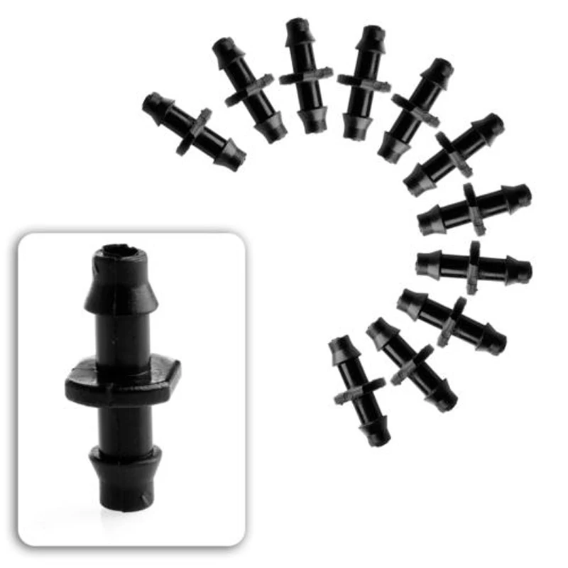 New 100PC *1/4" Barbed Connector Double Way For 4/7mm Garden Drip Hose *Material: Plastic High Quality
New 100PC *1/4" Barbed Connector Double Way For 4/7mm Garden Drip Hose *Material: Plastic High Quality