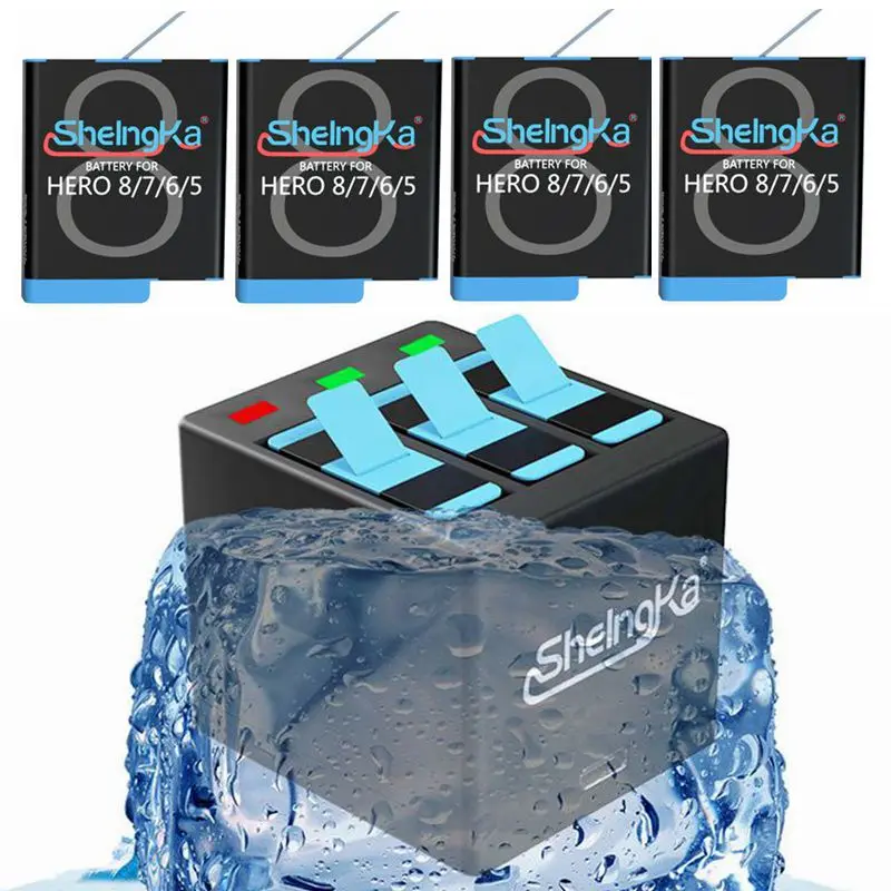 Оригинальная батарея SheIngKa для GoPro Hero 8 7 6 5 Black 2018 hero + зарядное устройство USB Type C Go Pro