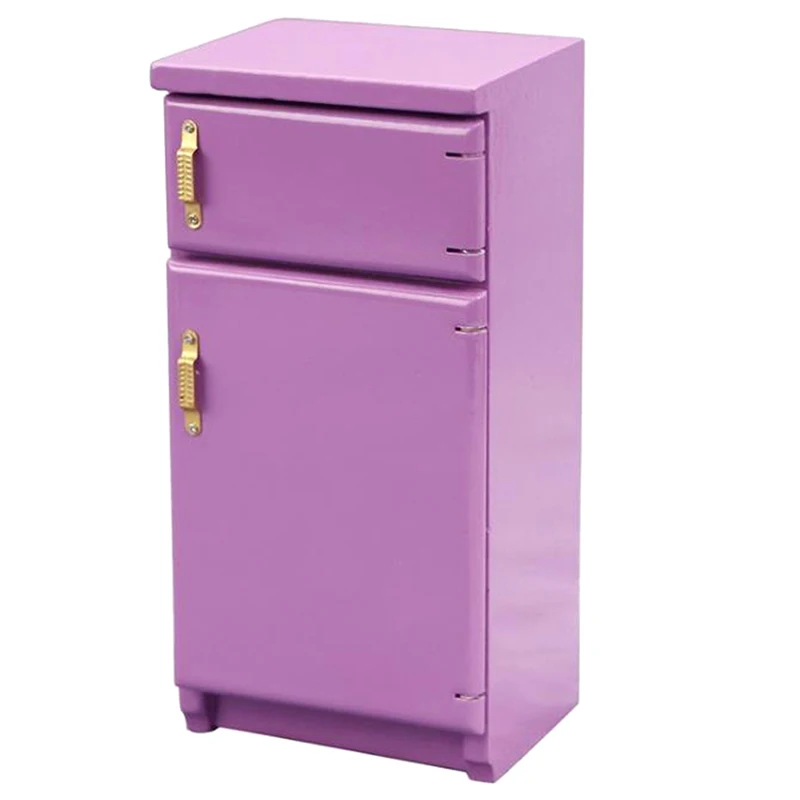 

1:12 миниатюрный зеленый фиолетовый кукольный домик, холодильник, модель холодильника, кукольная мебель для украшения