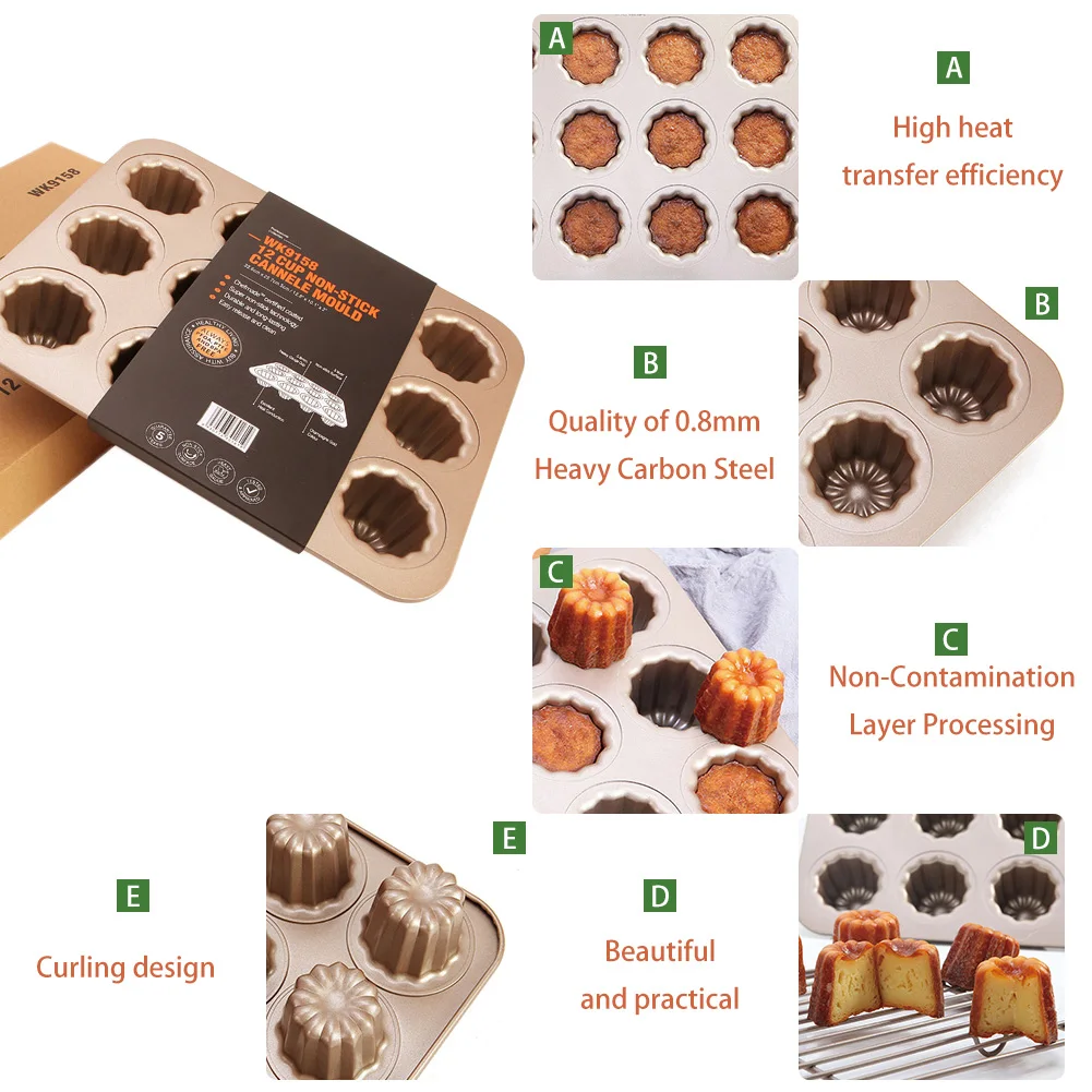 12 cups of carbon steel non-stick cake baking mold is hard, good thermal conductivity, high temperature resistance, durable
12 cups of carbon steel non-stick cake baking mold is hard, good thermal conductivity, high temperature resistance, durable