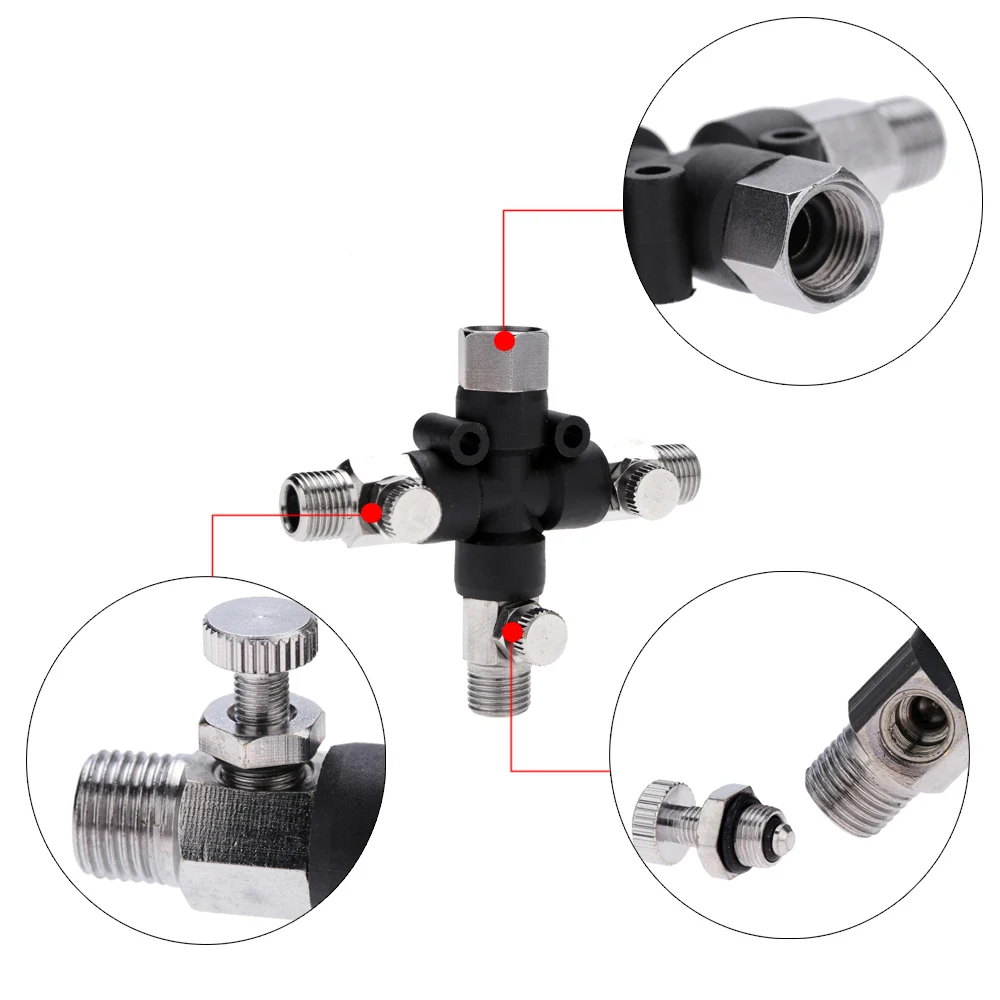 3-Way Airbrush Air Hose Adapters Splitter Manifold Airbrush Accessories Multi Use Airbrush Fittings 1/8" with Adjust Knob Valve
3-Way Airbrush Air Hose Adapters Splitter Manifold Airbrush Accessories Multi Use Airbrush Fittings 1/8" with Adjust Knob Valve