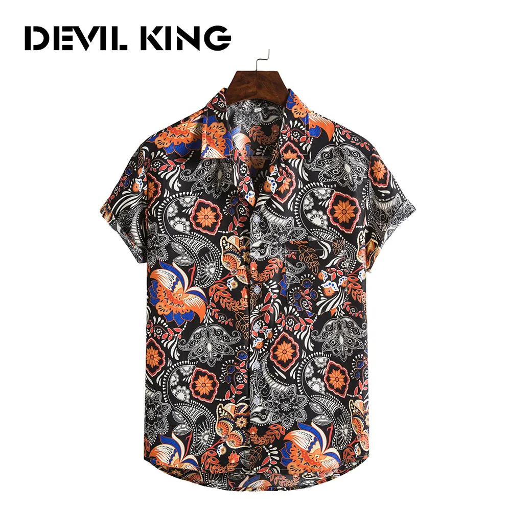 DEVIL KING Men's New Hawaiian Style Short-Sleeved Printed Shirt XH06 
DEVIL KING Men's New Hawaiian Style Short-Sleeved Printed Shirt XH06