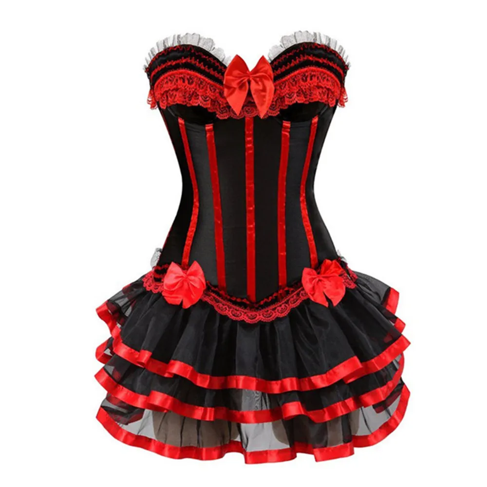 Women Fashion Corset Dresses Palace Striped Lace Sexy Cup Overbust Corset And Skirt S-6XL
Women Fashion Corset Dresses Palace Striped Lace Sexy Cup Overbust Corset And Skirt S-6XL